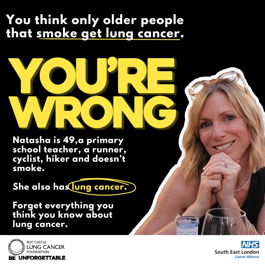 As lung cancer awareness month ends, shed the stereotypes about who can get lung cancer.

You don't have to be older, male, a smoker or work in an occupation where you are exposed to dangerous substances.

Learn what symptoms to watch out for: nhs.uk/conditions/lun…