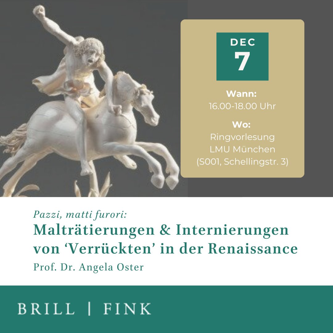 Brill Philosophy ➡️ @dgb-philosophy.bsky.social (@brillphilosophy) on Twitter photo 📆 7. Dez 23, 16.00 -18.00 Uhr | 📍 LMU München, S 001
Ringvorlesung : Autorin Angela Oster (»Furor Hereos« brill.ws/FHE) hält einen Vortrag über die Malträtierungen und Internierungen von 'Verrückten' in der Renaissance an der <a href="/LMU_Muenchen/">Universität München</a> : brill.ws/LMU 📆 7. Dez 23, 16.00 -18.00 Uhr | 📍 LMU München, S 001
Ringvorlesung : Autorin Angela Oster (»Furor Hereos« brill.ws/FHE) hält einen Vortrag über die Malträtierungen und Internierungen von 'Verrückten' in der Renaissance an der <a href="/LMU_Muenchen/">Universität München</a> : brill.ws/LMU