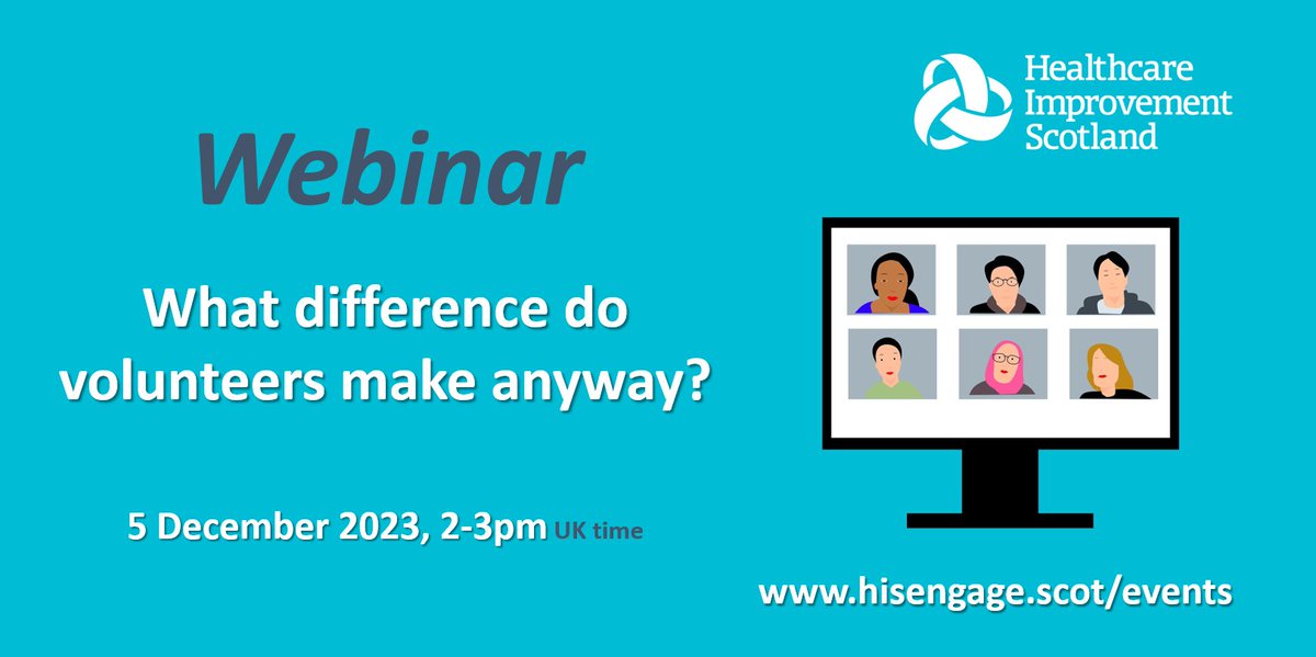 🤔What difference do volunteers make anyway? 🗓️Join our webinar on the 5th December and help us celebrate International Volunteer Day! Hear from clinical staff about the real impact volunteers make to health and care services. Register here➡️hisengage.scot/events-list/05…