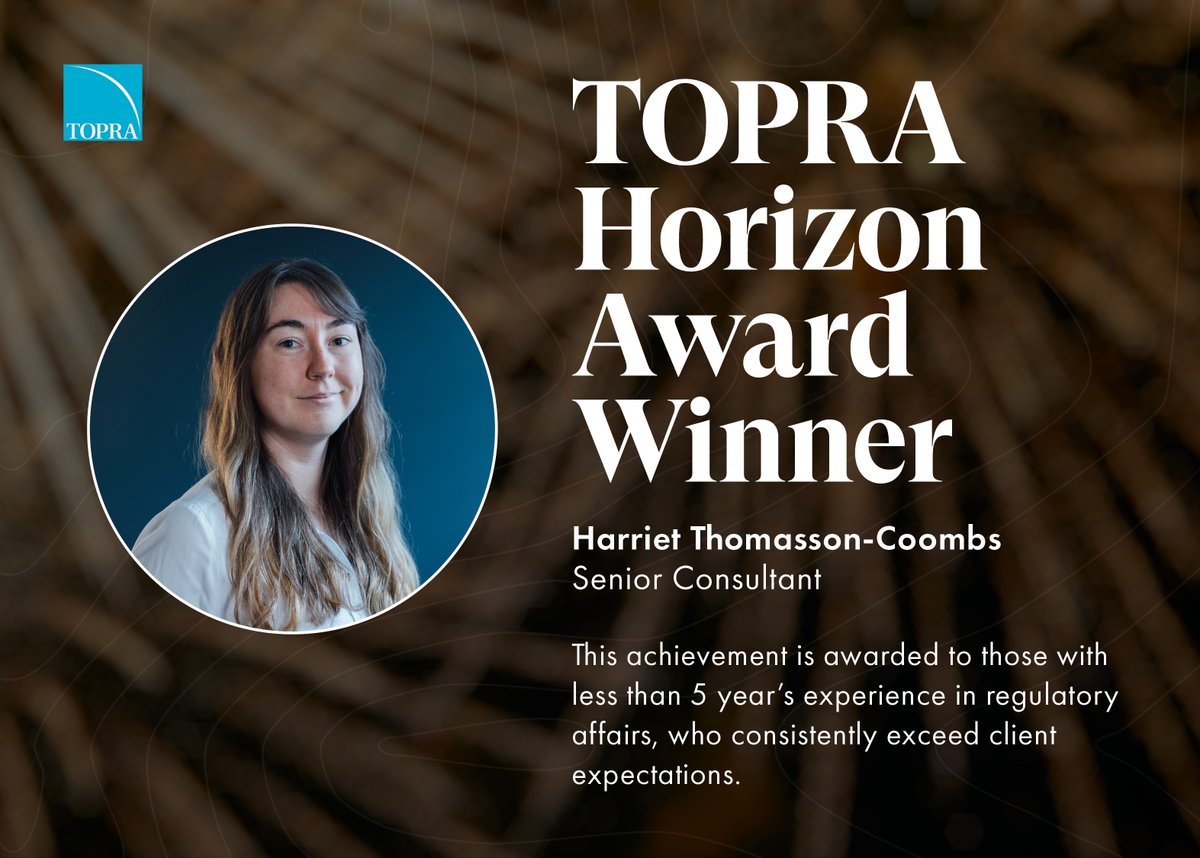 scendea's tweet image. Scendea are ecstatic to announce, our Senior Consultant, Harriet Thommasson-Coombs is the winner of the prestigious TOPRA Horizon Award! 
-
Discover the Scendea team here scendea.com/about
-
#TOPRA #RegulatoryExcellence #DrugDevelopment