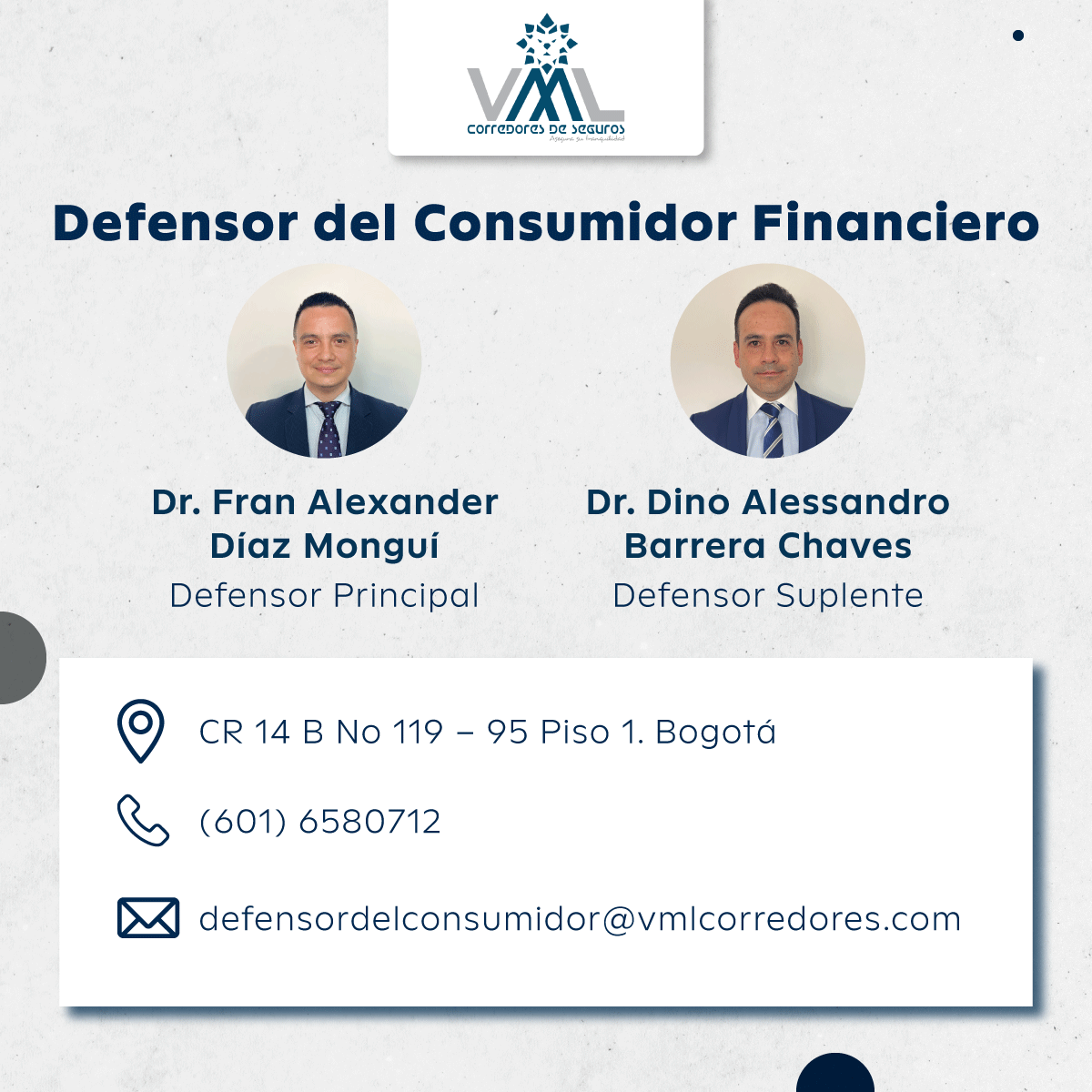 vmlcorredores's tweet photo. ¡Tu voz cuenta! Si necesitas resolver objetivamente cualquier queja o reclamo, contacta al Defensor del Consumidor Financiero. 🛡️📞
#Vmlcorredores #DefensorDelConsumidor https://t.co/N3PBuoToSE