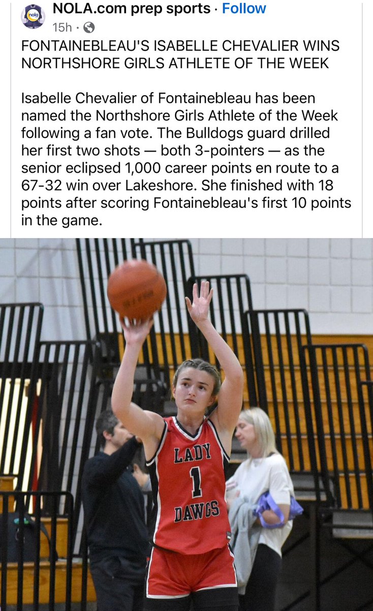 Congratulations to Hoops Mechanic trainee Isabelle Chevalier <a href="/isabellechev1/">isabelle chevalier</a> , for winning the nola.com. Prep player of the week!