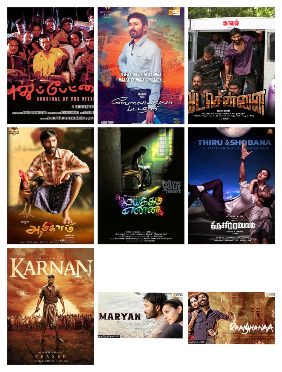 @dhanushkraja #PuthuPettai #VIP #VadaChennai #Aadugalam #MayakkamEnna #Thiruchitrambalam #Karnan #Mariyaan #Rajhanaa