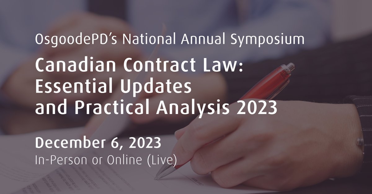 Our National Annual Symposium on #ContractLaw is back and updated for 2023! Whether your role involves contract drafting, negotiation, or litigation, make sure you are up to date with how contracting is changing today. bit.ly/45eCpjE