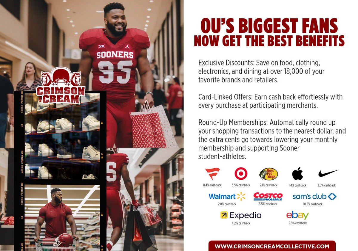 Sooner Nation, who doesn't love discounts at their favorite stores? Couldn't be just me. Sign up for <a href="/CrimsonCreamNIL/">Crimson & Cream</a> and receive amazing discounts at your favorite stores! Start saving today and become a member at
…fundraisingsolutions.referralrock.com/l/1DAEHMCCULL8…
Boomer! 🏈
