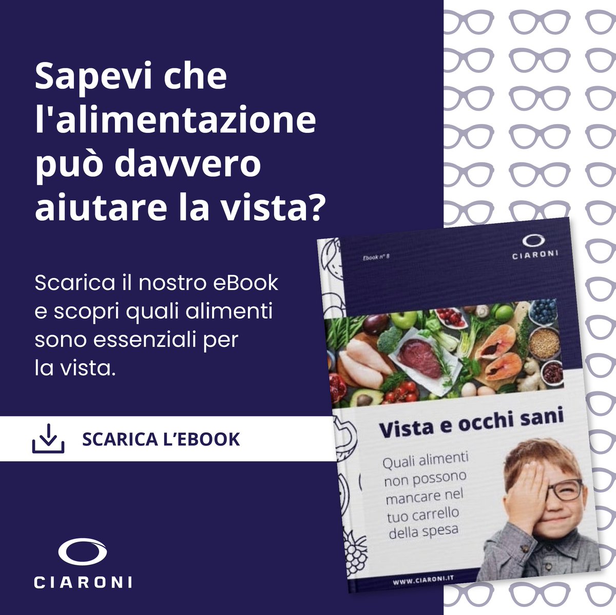 🥕 Sapevi che l’#alimentazione può davvero aiutare la #vista?  Scarica il nostro eBook e scopri quali sono gli alimenti che non possono mancare nel tuo carrello della spesa.  📲 Scarica ora: hubs.ly/Q029zpgw0  #OtticaCiaroni #WePesaro