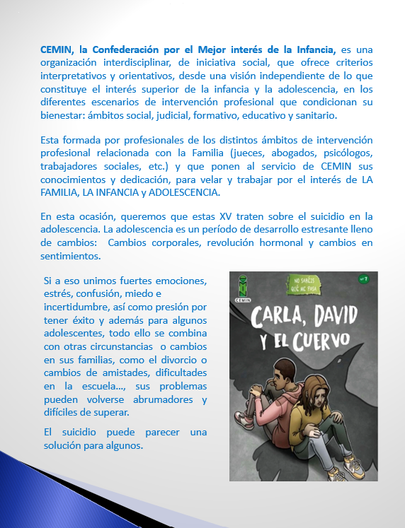 CeminenlaRed's tweet photo. Vuelven las jornadas de CEMIN!
El próximo 15 de Diciembre regresamos con la XV jornada de CEMIN.

Hablaremos del suicidio entre jóvenes y adolescentes. https://t.co/GDEWO25pug
