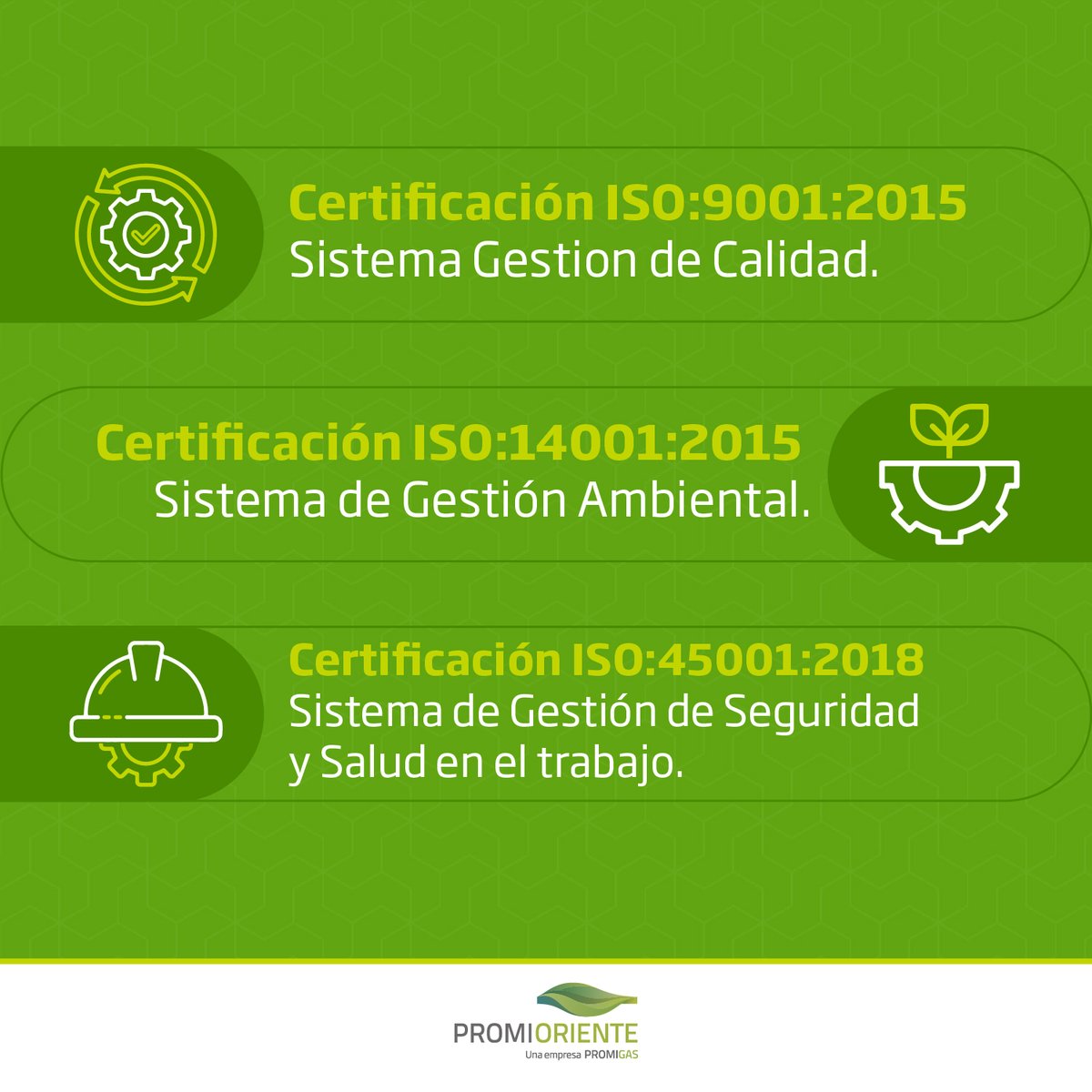 promioriente's tweet photo. En Promioriente, una #EmpresaPromigas contamos con certificaciones que reflejan la calidad y confiabilidad de nuestros servicios y operaciones, los cuales hemos adquirido gracias al compromiso de cada uno de nuestros colaboradores.
#Promioriente #Certificaciones https://t.co/vA31LbKg2k