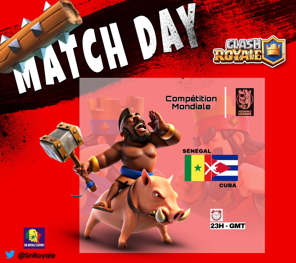 SnRoyale's tweet image. 𝑮𝑨𝑴𝑬 𝑫𝑨𝒀 !

Round 5 de @CR_Supremacy 

⚔️ @GS_CUBA 🇨🇺

⏰ 23H - GMT

#MankoWuttiNdamLi 🇸🇳🦁