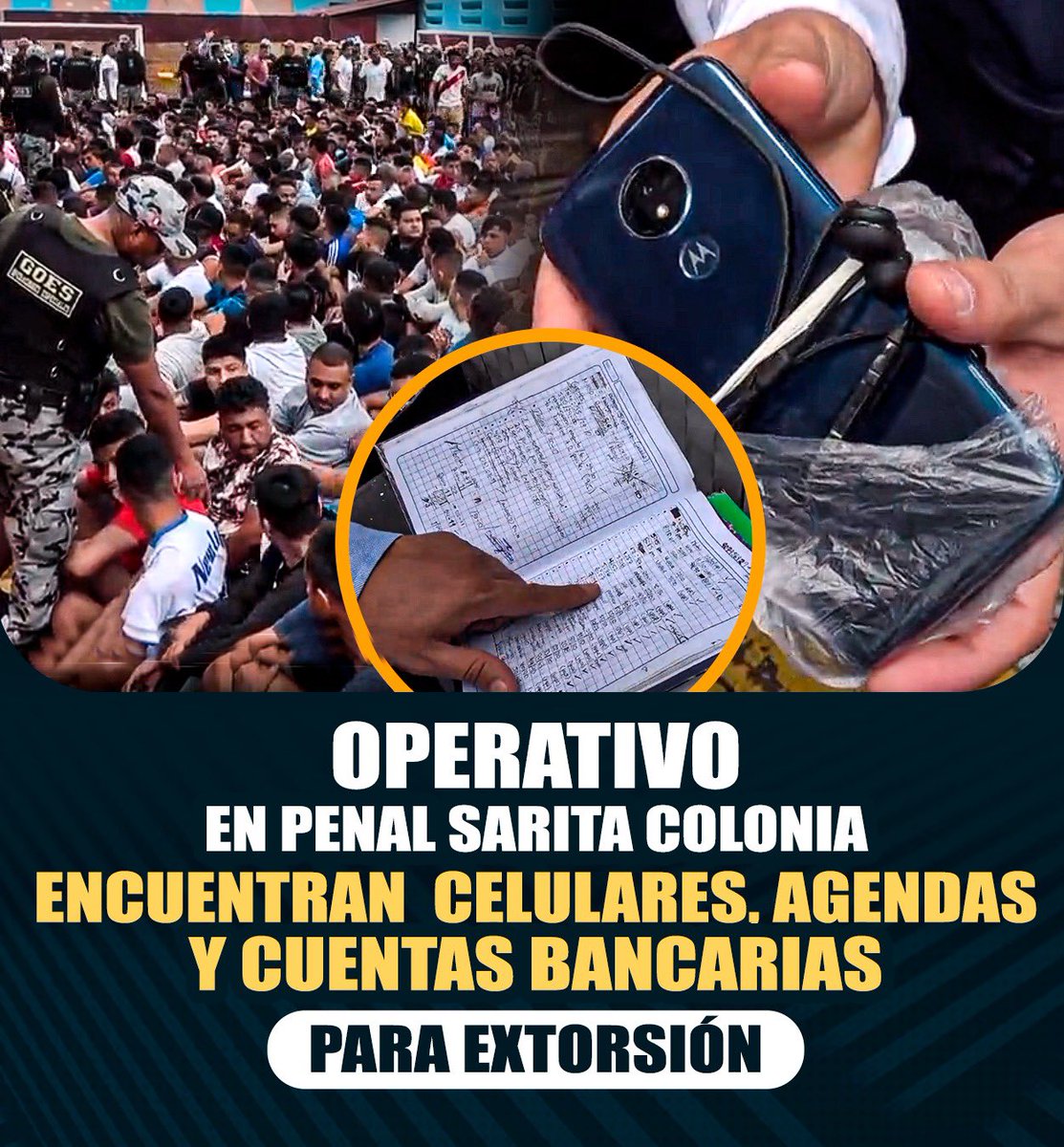 🔴Callao 
La fiscalía y el Inpe logró incautar celulares, agendas y cuentas bancarias donde muchos presos del penal Sarita Colonia del Callao venían extorsionando. La policía asegura que muchas de esas personas en las agendas habrían terminado siendo estafadas.