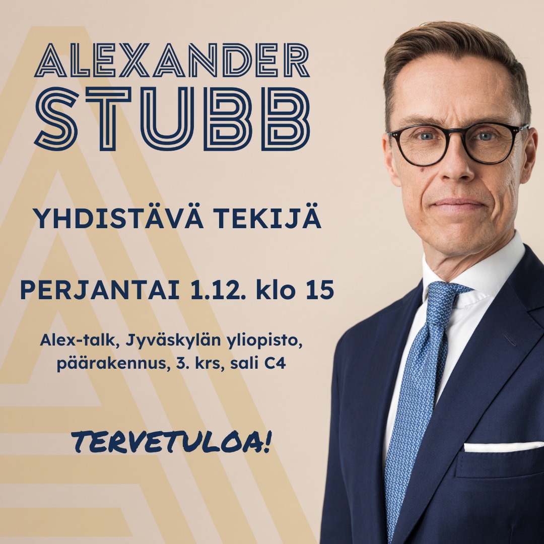 kskokoomus's tweet photo. ⏰ Klo 15–15.45 Alex Talk, Jyväskylän yliopisto, päärakennus, 3. krs, sali C4. Professori Alexander Stubb sekä tutkimusjohtaja, sotatieteen tohtori Martti Lehto keskustelevat kyberturvallisuudesta ja informaatiovaikuttamisesta. https://t.co/apb9Cpdwtq