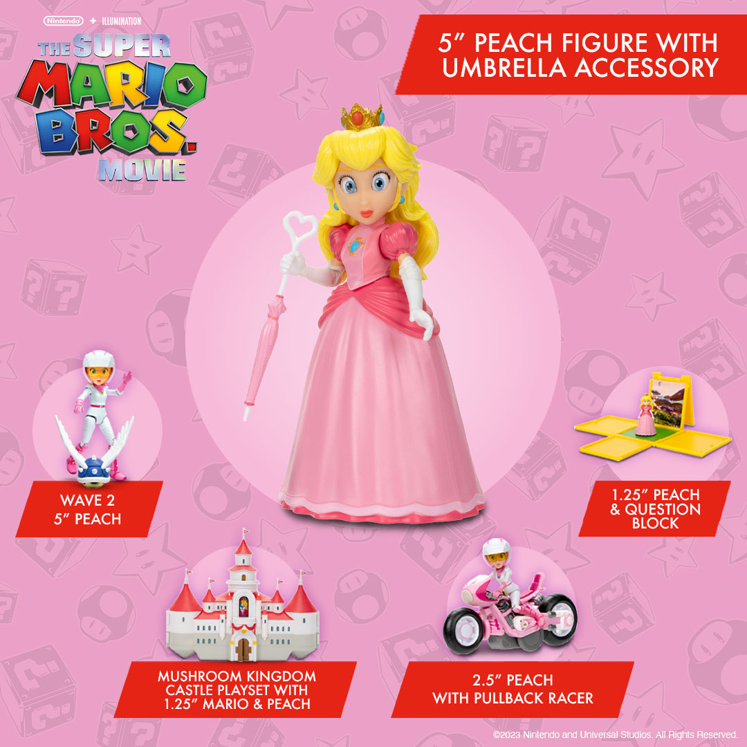 Celebrate the holidays with Princess Peach!👑 Recreate moments from the movie with movie-inspired mini-figure, playset, pull-back kart, and 5” premium figures! Available now @Walmart, @Target and @Amazon. #Nintendo #Illumination #UniversalPictures #JakksPacificToys