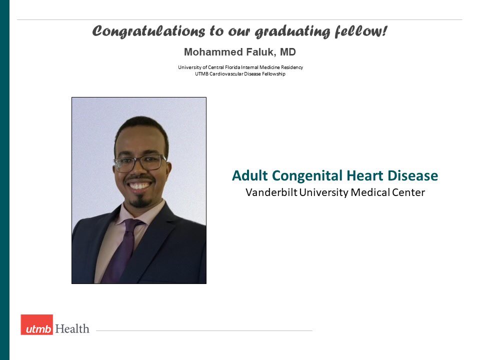 UTMB Cardiology (@utmbcardiology) on Twitter photo Match Day brought us many new, wonderful fellows, but it also brought new adventures for our graduating fellows! Please congratulate <a href="/Mofaluk/">Mohammed Faluk, MD</a> on his successful match to Adult Congenital Heart Disease at Vanderbilt University!
#CardiologyFellow #CongenitalHeartDisease #CardioEd Match Day brought us many new, wonderful fellows, but it also brought new adventures for our graduating fellows! Please congratulate <a href="/Mofaluk/">Mohammed Faluk, MD</a> on his successful match to Adult Congenital Heart Disease at Vanderbilt University!
#CardiologyFellow #CongenitalHeartDisease #CardioEd