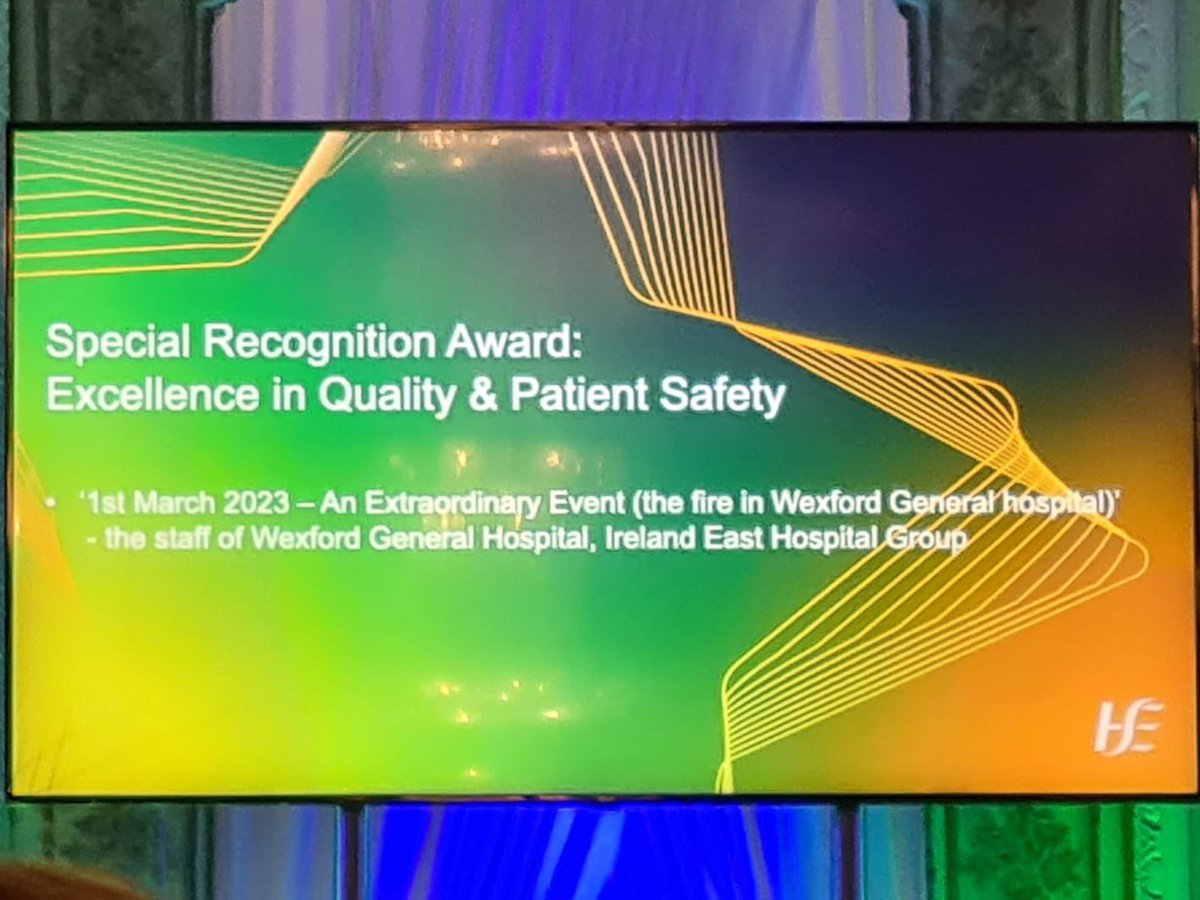Special recognition Award!  Huge well done to all our colleagues in Wexford General Hospital in their phenomenal response & care during such a challenging time this year @WexGenHosp @reesmmr #HSEExcellenceawards23 @HSE_HR