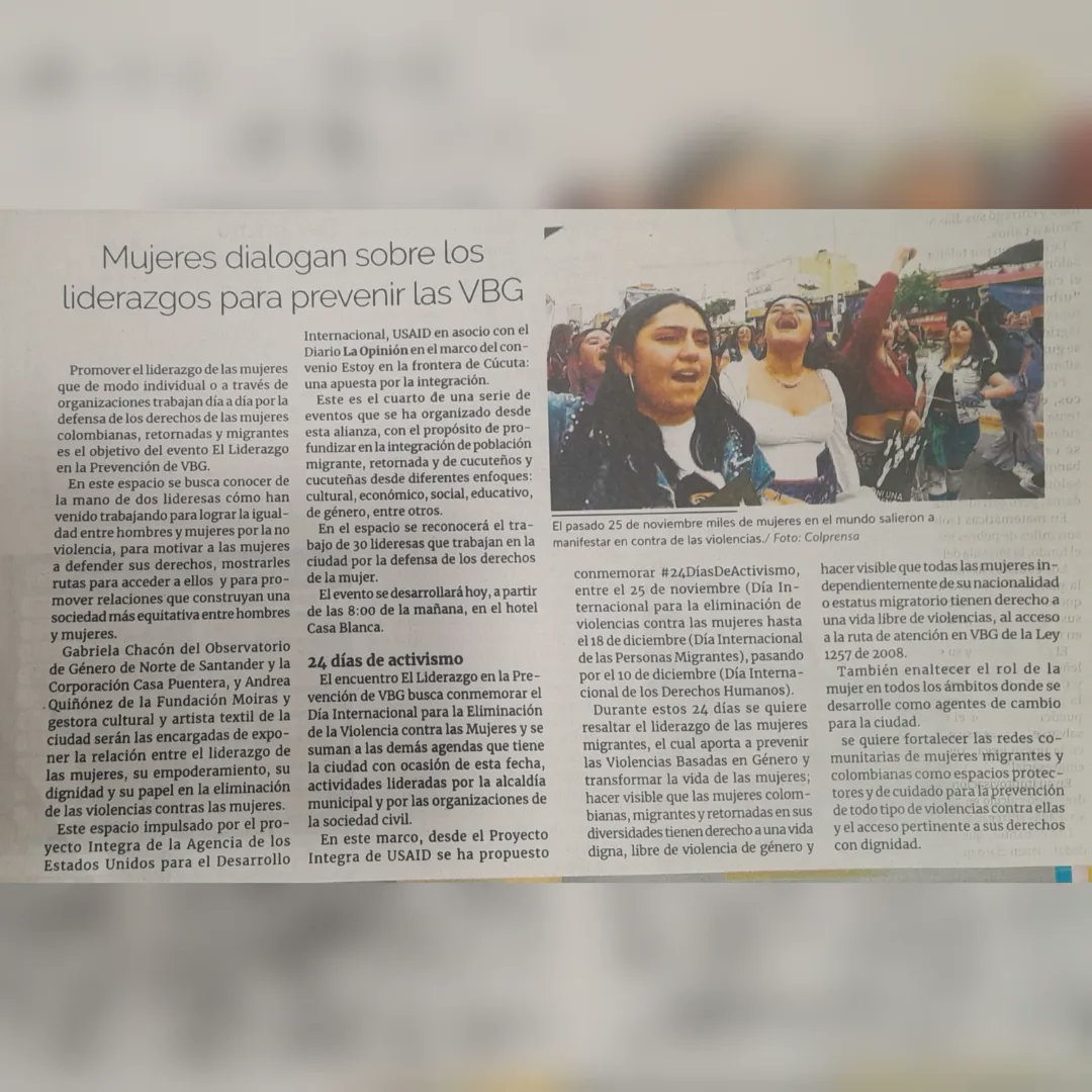 Oagnds's tweet photo. 🌟 Durante estos 16 días de movilización contra las VBG en Norte de Santander, hemos estado presentes en espacios clave para la incidencia y la creación de entornos seguros para las mujeres de la frontera. 💪
✨ ¡Seguimos construyendo junt@s! 💜 https://t.co/gvCF6LvXHz