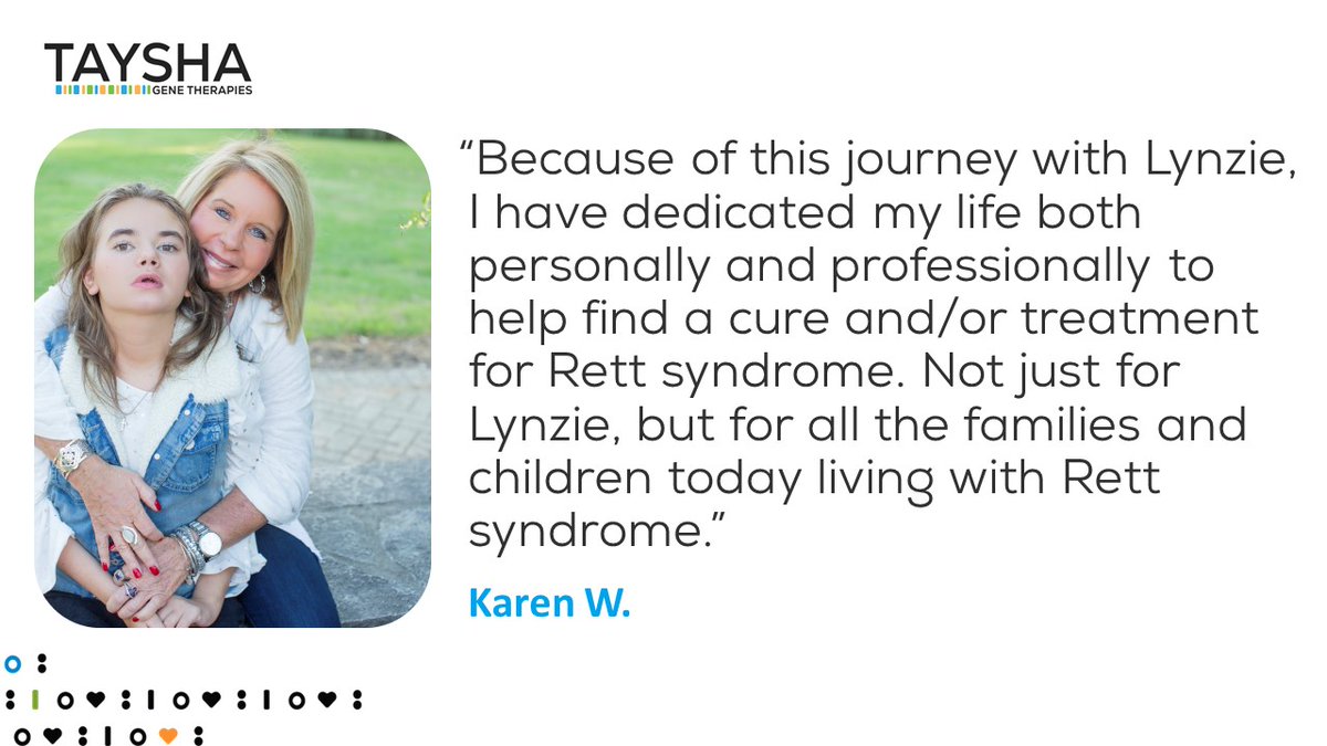 As #NationalFamilyCaregiversMonth ends, we extend our ongoing support and recognition to those, including Karen, who care for individuals living with #Rettsyndrome. You are not alone. Learn more about our commitment to patients and caregivers: tayshagtx.com/patients-careg…