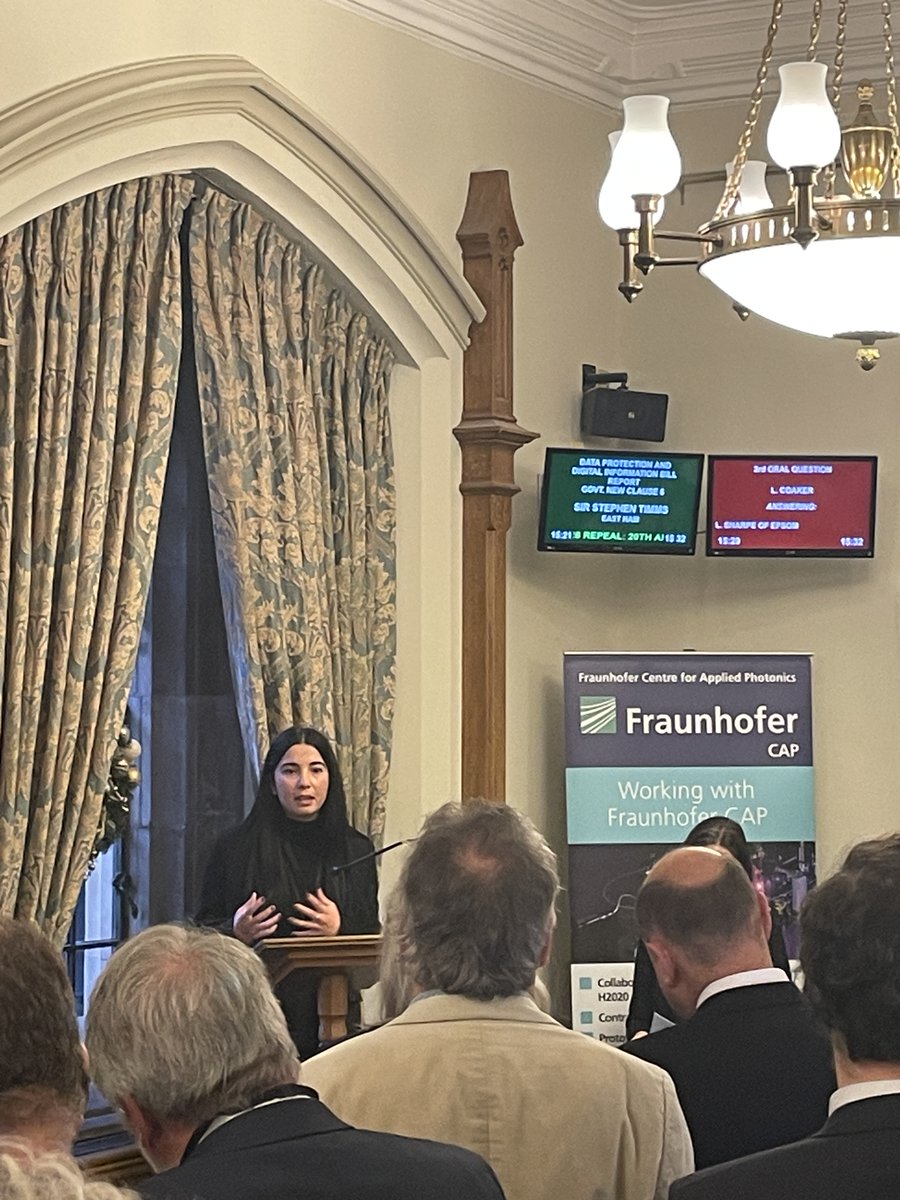 NuQuantumLtd's tweet photo. Our CEO, Carmen Palacios had the honour yesterday of speaking in Parliament, alongside our new Minister for Science @griffitha , Sir Peter Knight, and Baroness Pauline Neville-Jones, to represent the view of the quantum industry & members of #UKQuantum. https://t.co/46TgdYbKgE