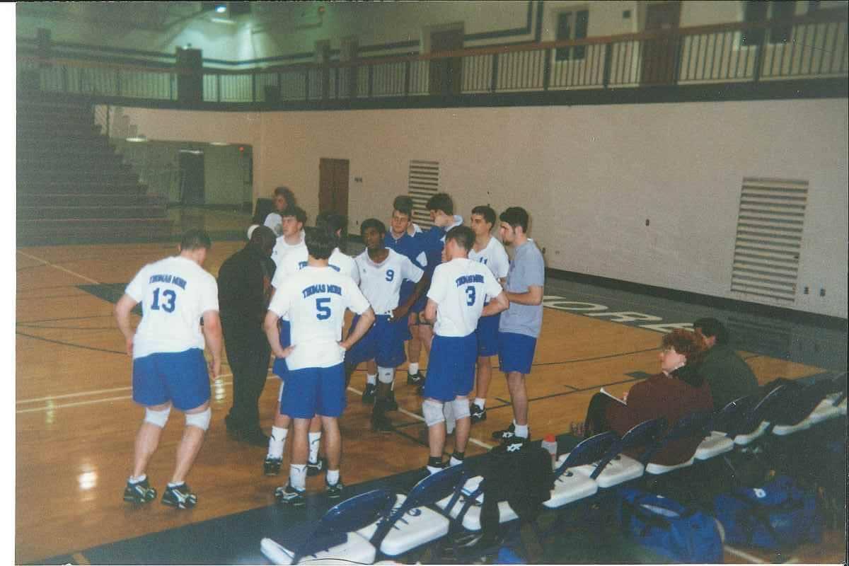 Saints_MVB's tweet photo. A little #TBT action! Thomas More had a MVB team for 3 years (1995, ‘96 & ‘97) which competed in the @MIVAVolleyball conference!
#TMUMVB #theBrotherhood #TMCbecameTMU https://t.co/hvvHLBFfIF