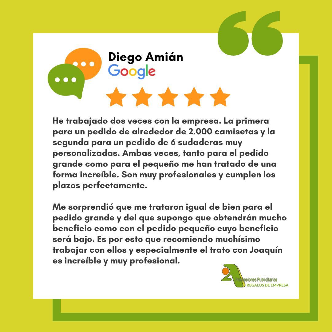 2APromociones's tweet photo. ¡Muchas gracias, Diego, x tus amables palabras y valoración!⭐️⭐️⭐️⭐️⭐️En @2APromociones creemos q no hay cliente pequeño ¡Tu satisfacción es nuestra prioridad!🤝
¡No te pierdas nuestro catálogo! ➡️https://t.co/LRtS75YGdp
#Reseña #ClientesTop #PromotionalItems #Google #Leonesp https://t.co/AnIr83cU4b