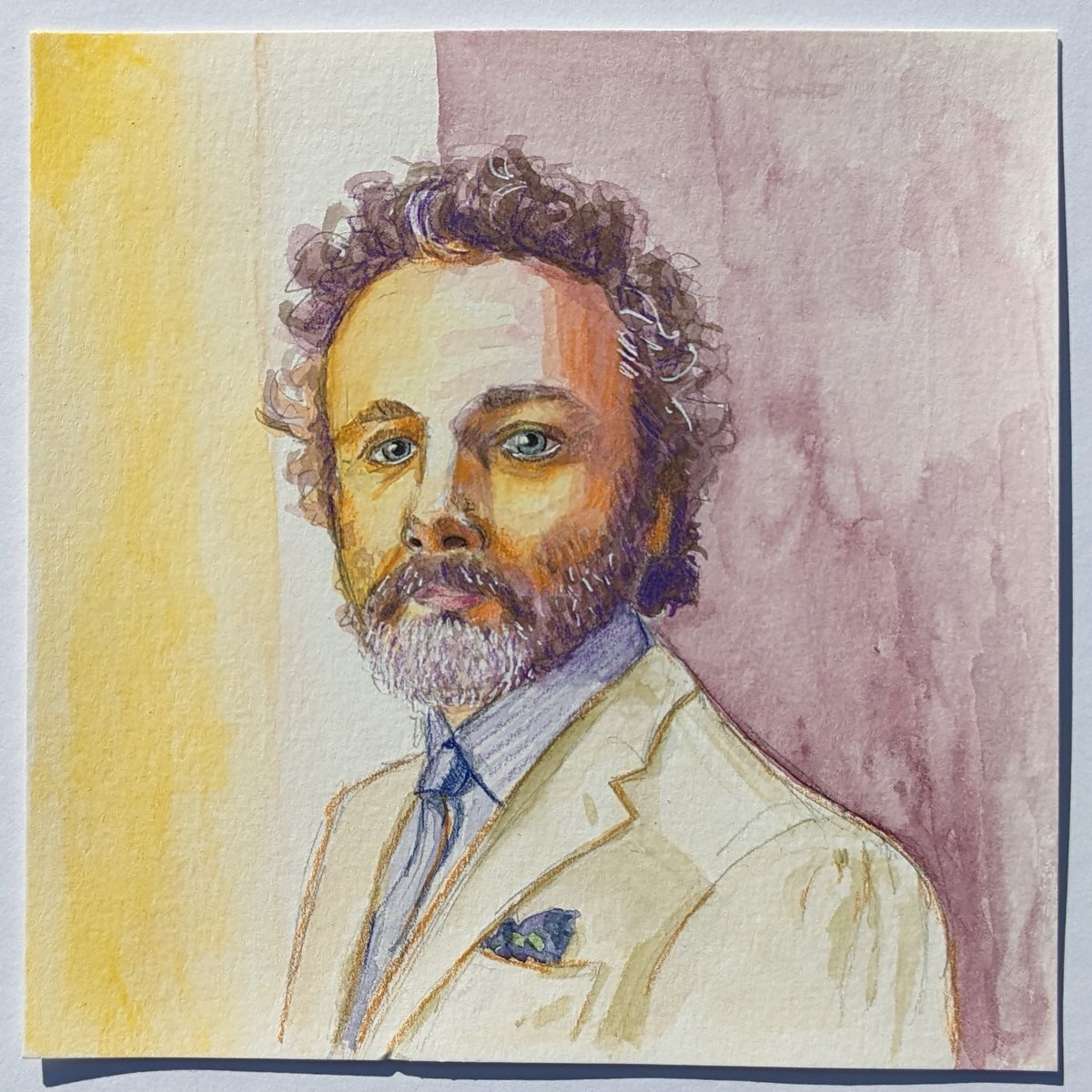 OhBonfire's tweet image. Michael Sheen portrait 💕 painted with watercolors 
@michaelsheen