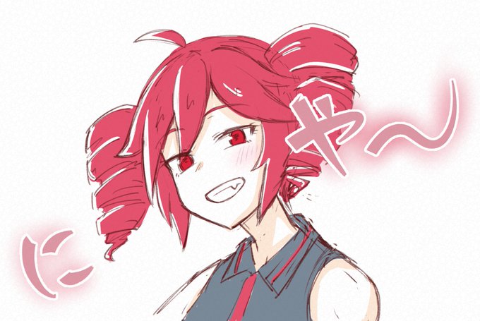 アホ毛書き忘れてたので描き足し。 ついでにキャラの頭と文字の動線を合わせました。 ついでに色も置いておきました。