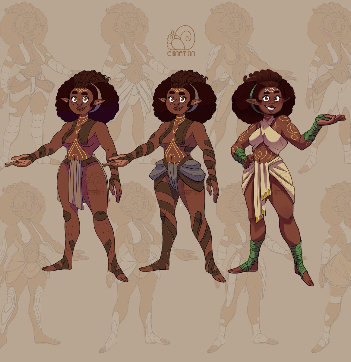 Different Hamia designs✨
(middle one's my favorite so far)
Hamia is a confident and deadly woodelf. She's also a sweetheart on whose shoulder you can cry on🤎💛
She plays a significant role in my original story/book.
And I...I luv her so much!
#originalcharacter #characterdesign