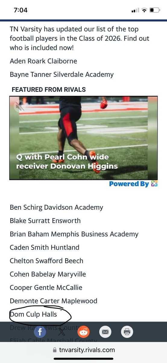 Thank u <a href="/TnVarsity/">TNVarsity</a> for the Recognition.<a href="/HallsRedDevils/">Halls High Football</a>