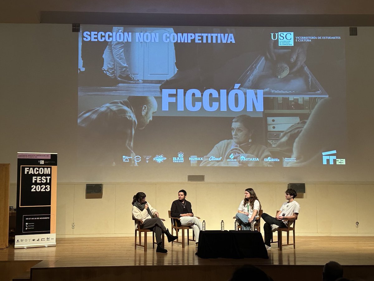 🎥 Antes de ir coas últimas proxeccións competitivas da edición, desfrutamos dun coloquio con Lucía Estévez e Taro K. Zelada, que amosaron as súas pezas de Ficción non competitivas!

ℹ️María Aragón e Alma Alonso non puideron asistir, pero no auditorio causou sensación a súa peza!