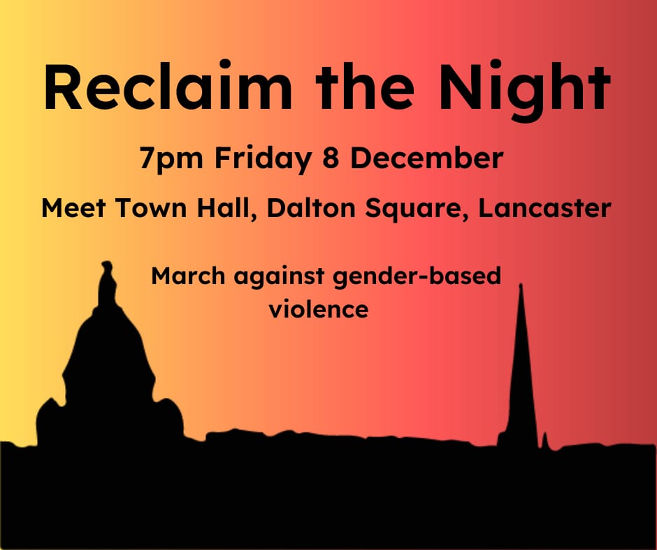 16DaysLancaster's tweet photo. Join us at reclaim the night in Lancaster next Friday (8th) at 7pm in Dalton Square. https://t.co/DsjneYBaV9