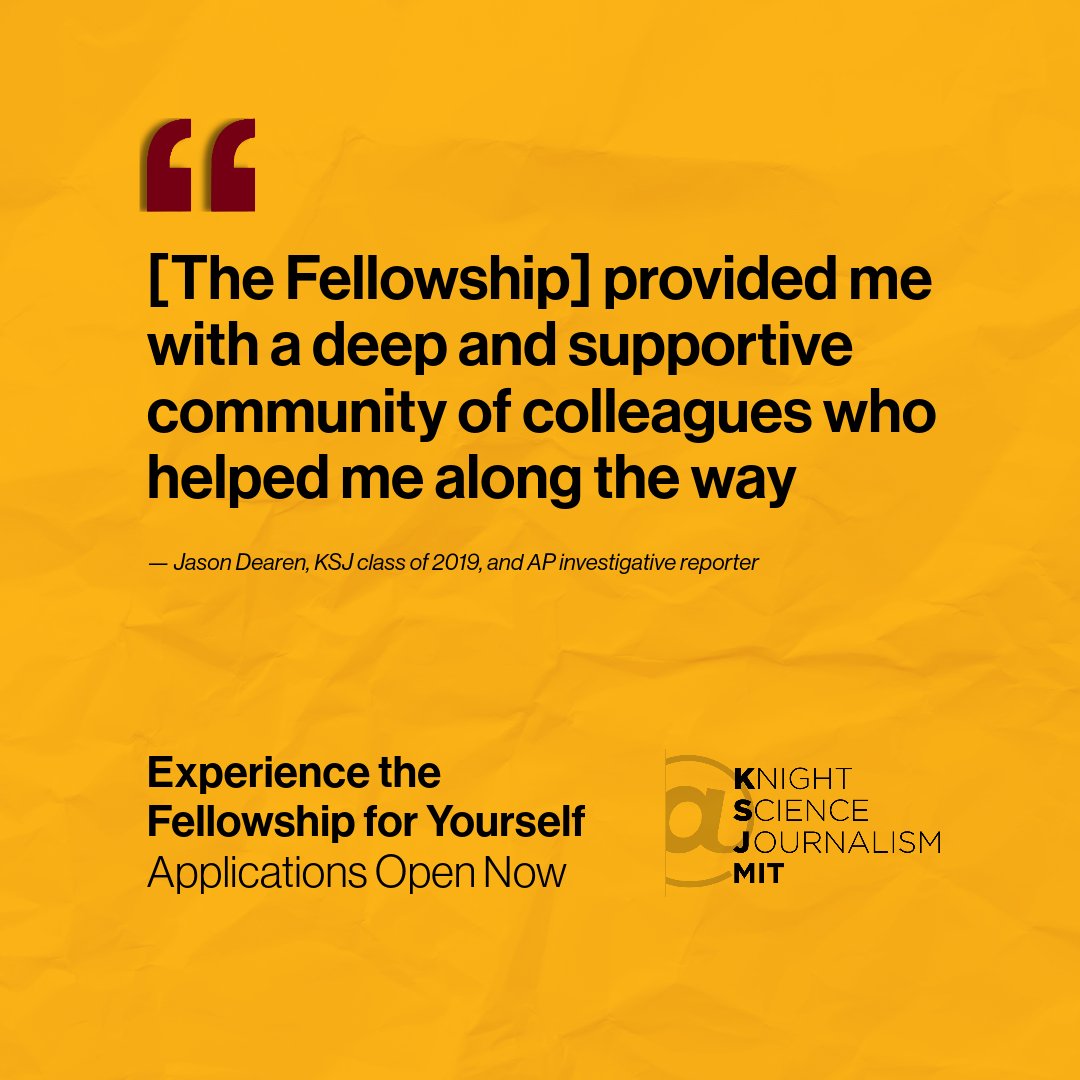 KSJatMIT's tweet photo. With over 400 alumni around the globe, this isn't just a fellowship, it's a growing, supportive community advancing science journalism for the public good. Applications close January 15!
Get started: https://t.co/zMJ7pKi1NC https://t.co/3QgdAfjt35