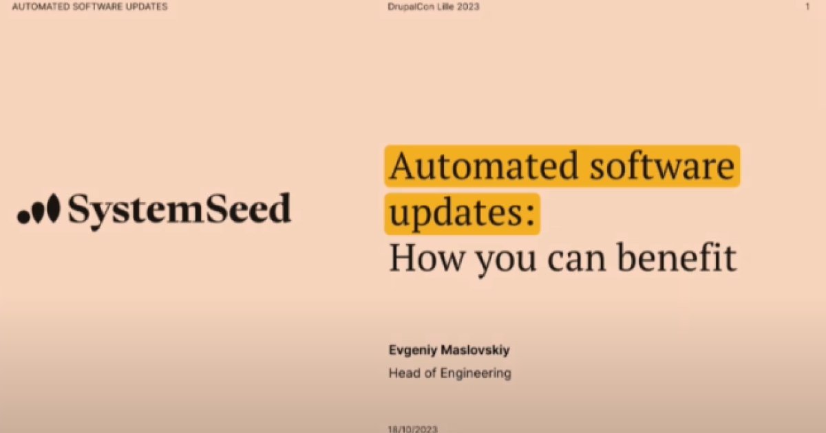 thedroptimes's tweet photo. SystemSeed's DrupalCon Lille Session on Automated Software Updates https://t.co/YMMTvQWXg5 @Systemseed @Spleshka https://t.co/m1sDDJ7Fxh