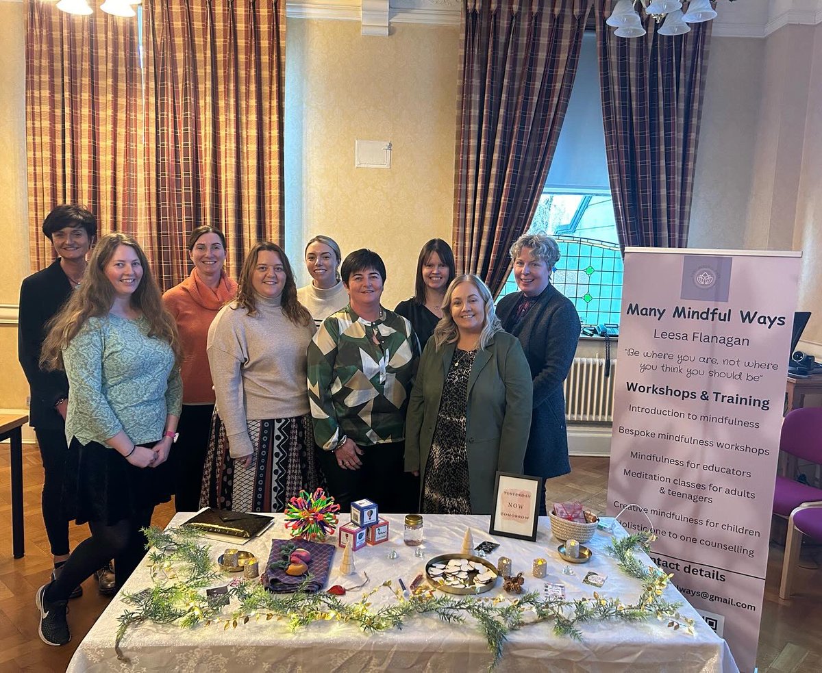 LINC_programme's tweet photo. Leesa Flanagan from @Manymindfulways brought the magic of mindfulness to the LINC team today, emphasizing its crucial role in the Early Years. 

A transformative workshop that left the team refreshed, refocused, and inspired. 

#MindfulnessInEarlyYears #EarlyYearsWellness https://t.co/LFYD3riqrC