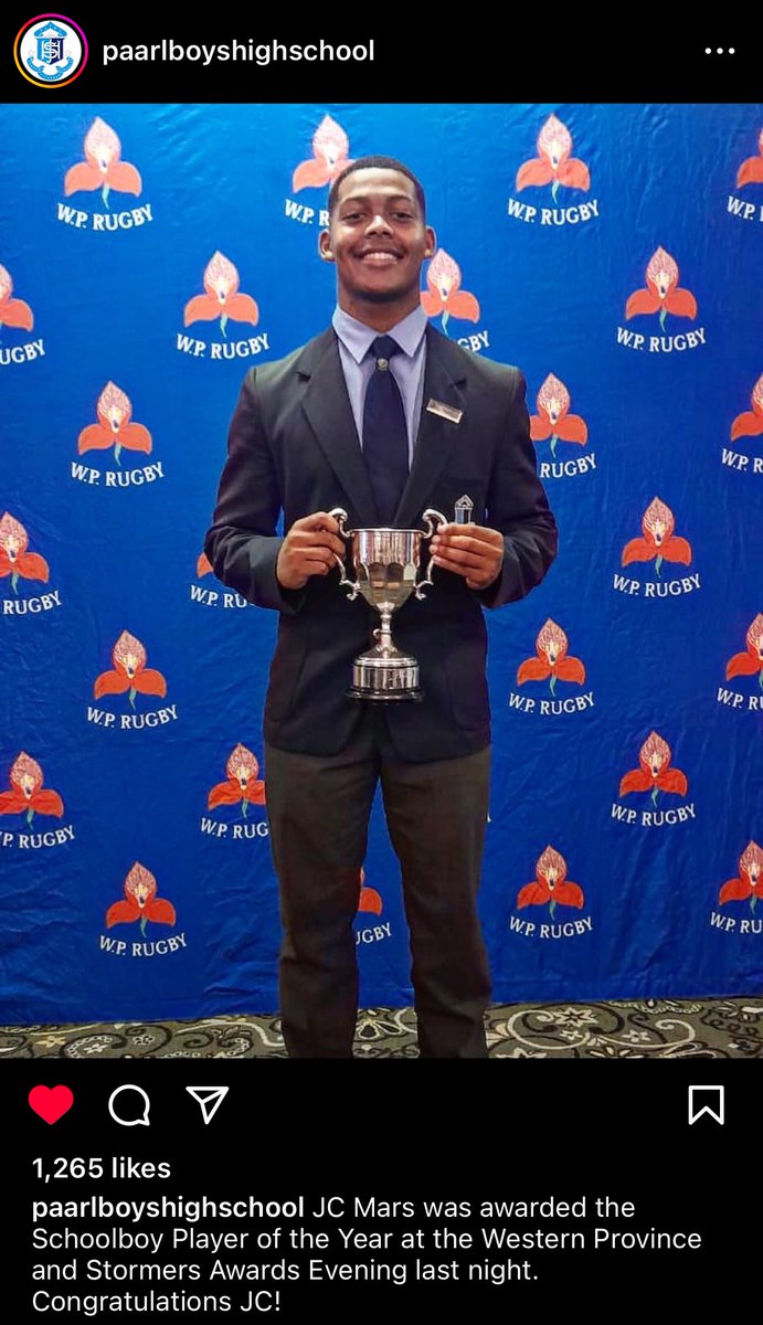 CaptSpringbok's tweet photo. Another Stormer and Springbok in the making! Congrats JC!👏🏆 #wprugby #iamastormer #Rugby https://t.co/7V8fGTarMQ