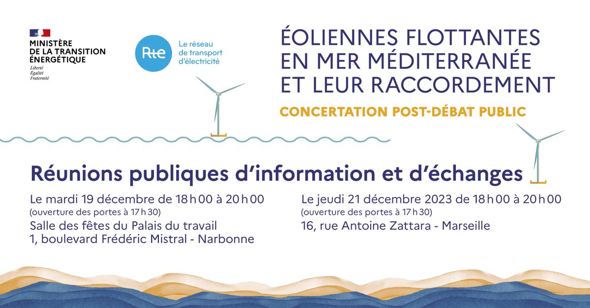 Éoliennes en mer Méditerranée et leur raccordement tweet media