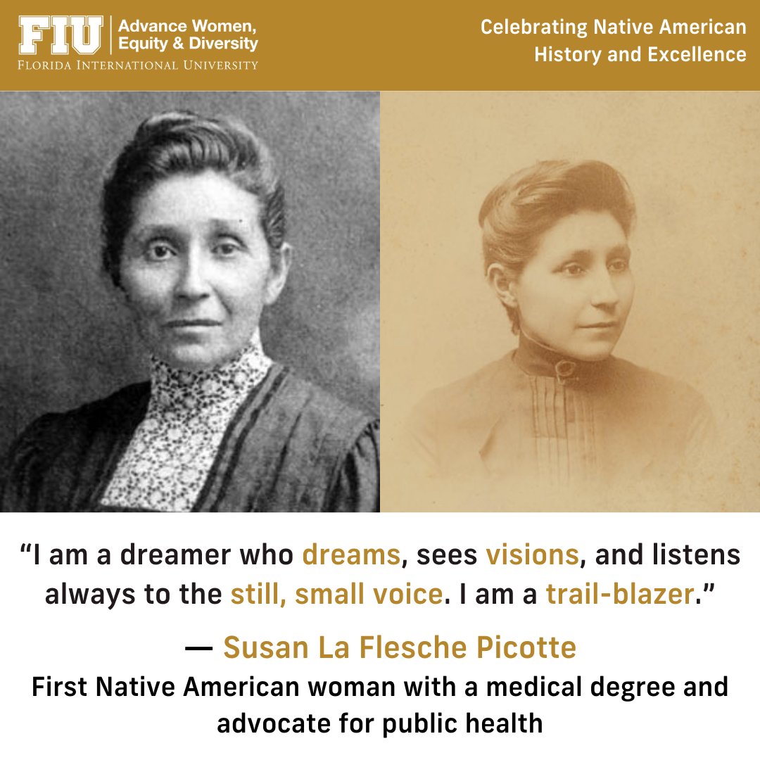 fiuawed's tweet photo. As #NativeAmericanHeritageMonth comes to an end, @fiuawed would like to commemorate influential figures like Susan La Flesche Picotte, a member of the Omaha tribe who was the first indigenous woman to earn a medical degree and an advocate for public health.

#WomenInSTEM https://t.co/AEORpO2Igj