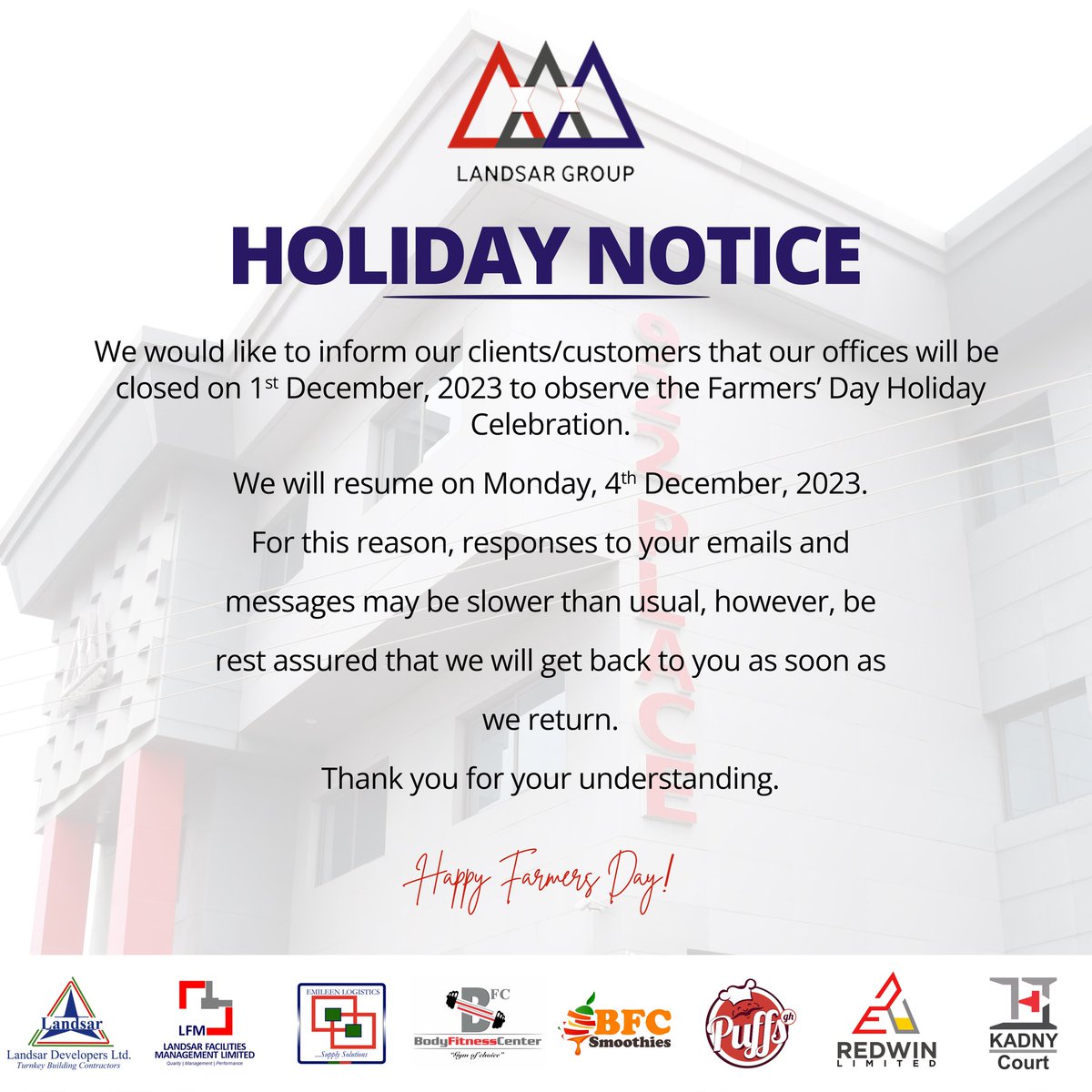 LFMANAGEMENT09's tweet photo. Please take note and have a happy holiday 🎊 https://t.co/r1SFl3RaoQ