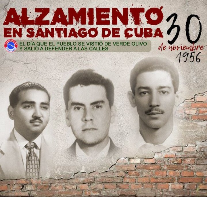 #CubaViveEnSuHistoria Nuestro Tributo permanente, a los jóvenes caídos hace 67años en el levantamiento de Santiago de #Cuba  Pepito Tey, Tony Alomá y Otto Parellada.    #LaHabanaDeTodos