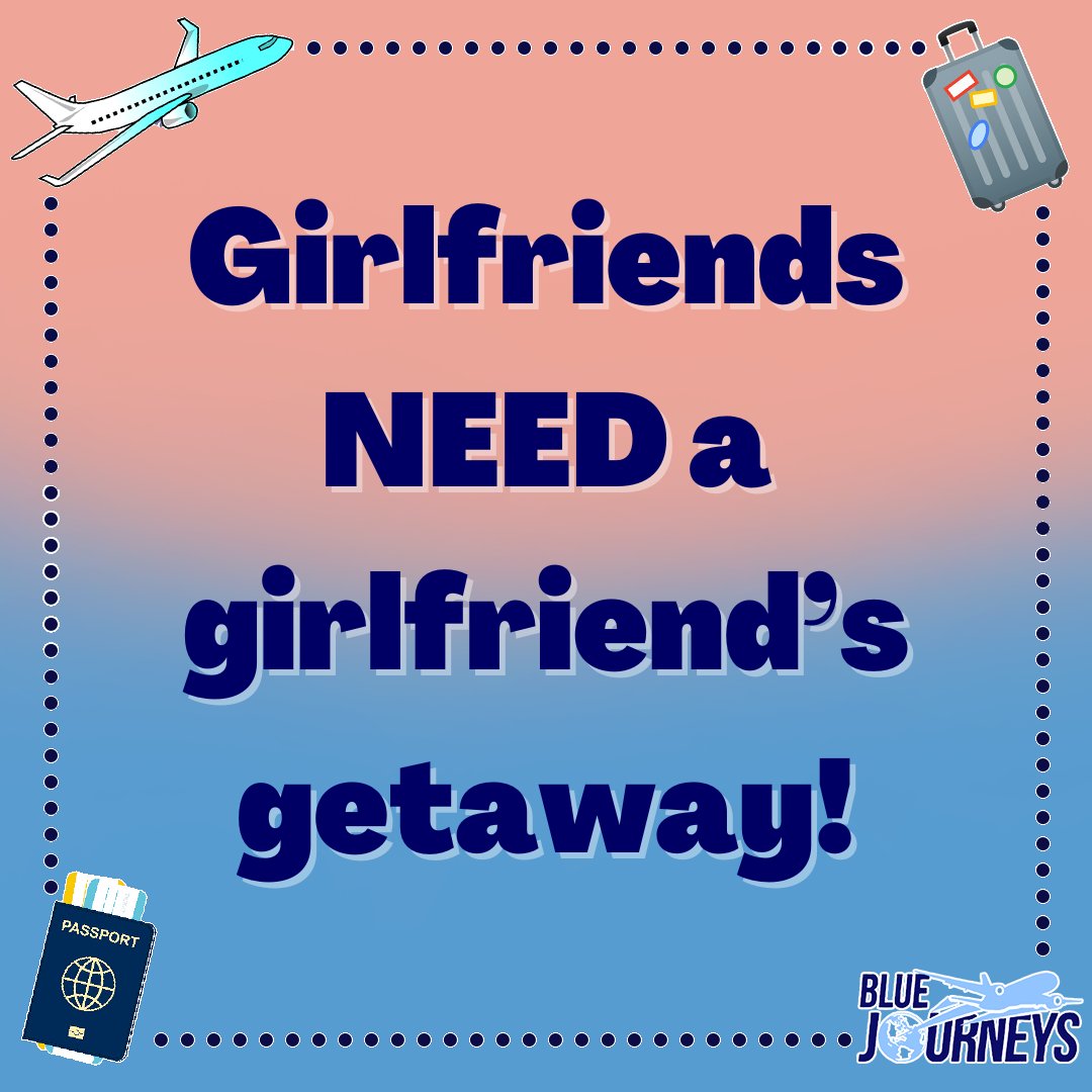 BlueJourneys_'s tweet photo. Girlfriends NEED a girlfriend's getaway! 📣
Doesn't matter if it's a tour of a week away, a beach bum weekend, or a simple staycation in town, make it happen!
#GirlsTrip #FriendshipGoals #BondingTime #TravelWithFriends #BookBlueJourneys #BlueJourneys #Travel #TravelAgent https://t.co/kyrQHj5d0m