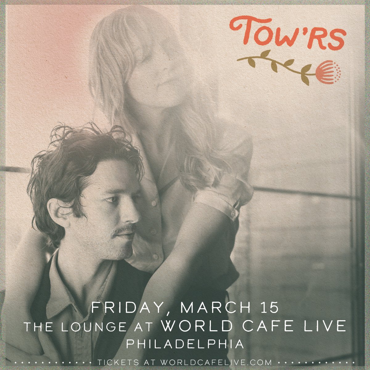 World Cafe Live (@worldcafelive) on Twitter photo *On Sale Now* <a href="/towrsmusic/">Tow'rs</a> in The Lounge on Friday, March 15! 🌹 Tickets: bit.ly/46rQo6u *On Sale Now* <a href="/towrsmusic/">Tow'rs</a> in The Lounge on Friday, March 15! 🌹 Tickets: bit.ly/46rQo6u