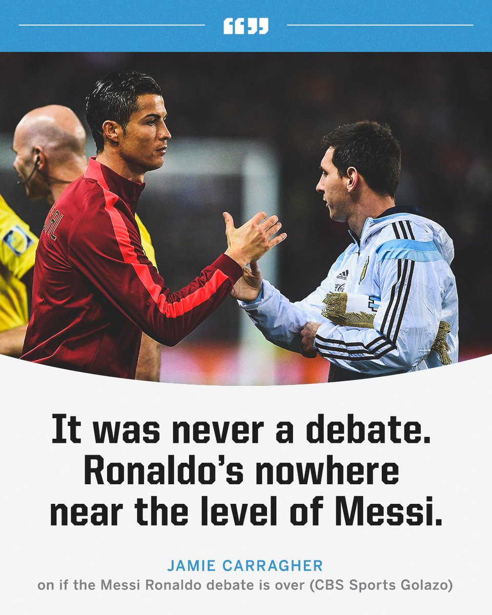 ESPNFC's tweet image. Jamie Carragher believes there was never a debate between Messi and Ronaldo 👀