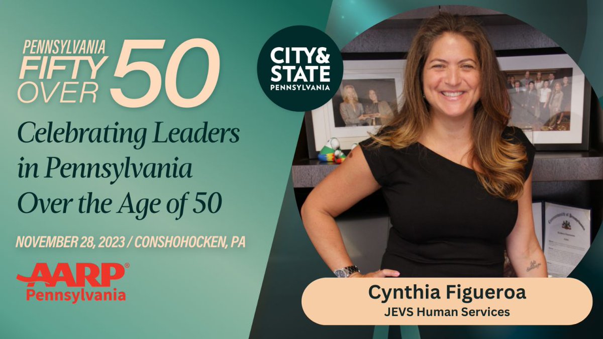 Congrats, Cynthia Figueroa, President &amp; CEO of <a href="/JEVSHumanServs/">JEVS Human Services</a>, for being recognized as a <a href="/CityAndStatePA/">City & State PA</a> 2023 Fifty Over 50!
 
We had the privilege of partnering with this non-profit to bring Cynthia to the team in '22. What a well deserved honor!

📸JEVS
cityandstatepa.com/power-lists/20…