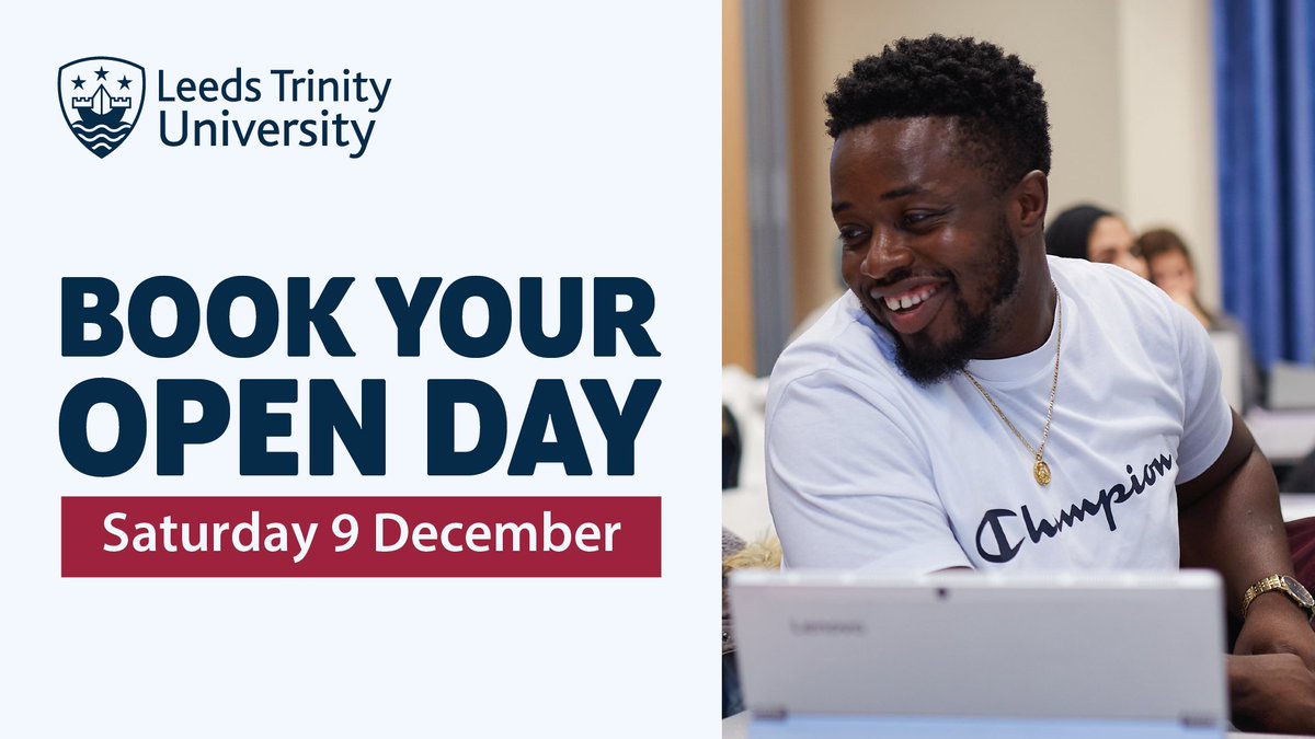 Considering your university options?🤔 Join us at our Open Day on Saturday 9 December at our Main Campus in Horsforth! Don't miss your chance to get a feel for life as a student before the UCAS application deadline. Book your place: ow.ly/StGF50Qe06O