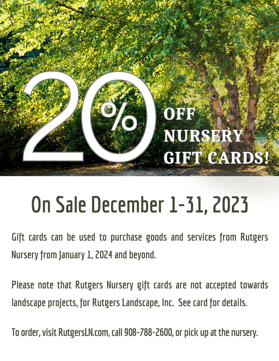Our Annual Gift Card sale is here.  Give the gift of green!
.
.
.
. #sale #plants #rutgersnursery #njgardencenters #giftcardsale #giftcards #hunterdoncountynj #newhopepa #lambertvillenj