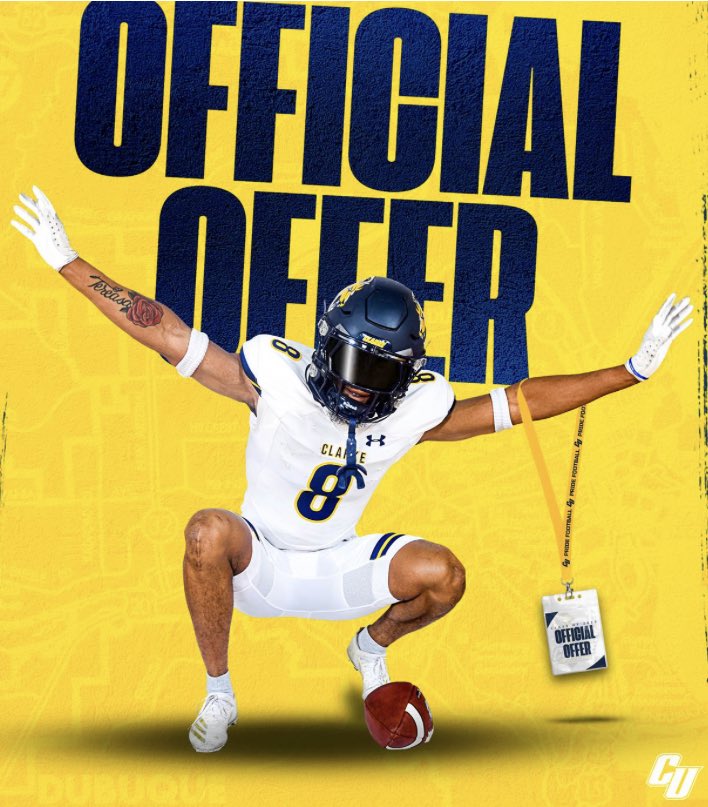 After a great talk with @CoachHicksCU , I’m Blessed to receive an offer from <a href="/ClarkePrideFB/">Clarke Pride Football</a> #BlessedAndGrateful #Collegefootball #ClarkeU
