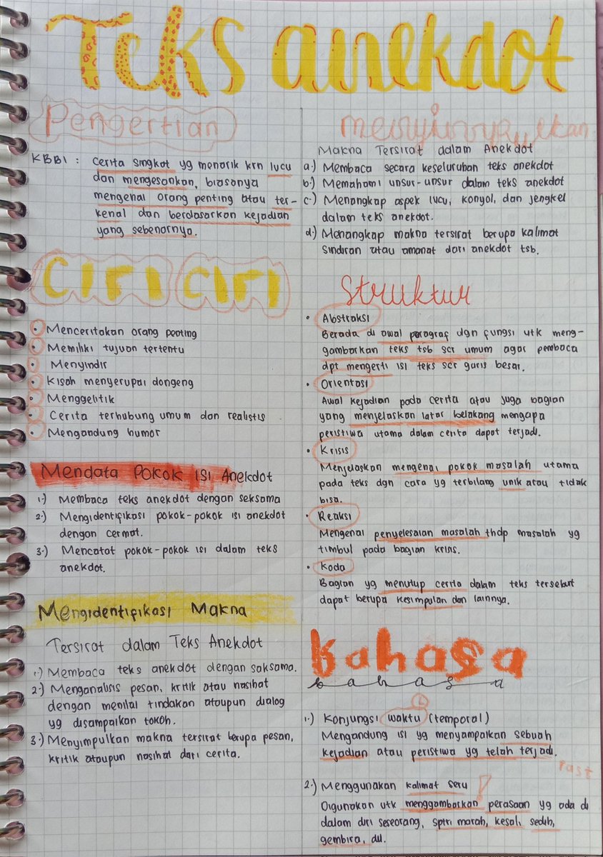 blueblurl's tweet image. catatan/rangkuman materi Bahasa Indonesia kelas 10 kurikulum merdeka. 

Teks Anekdot 🌟🐤

notes by @blueblurl 
don't reposting without my permission!
#studytwt #AMBISVERSE