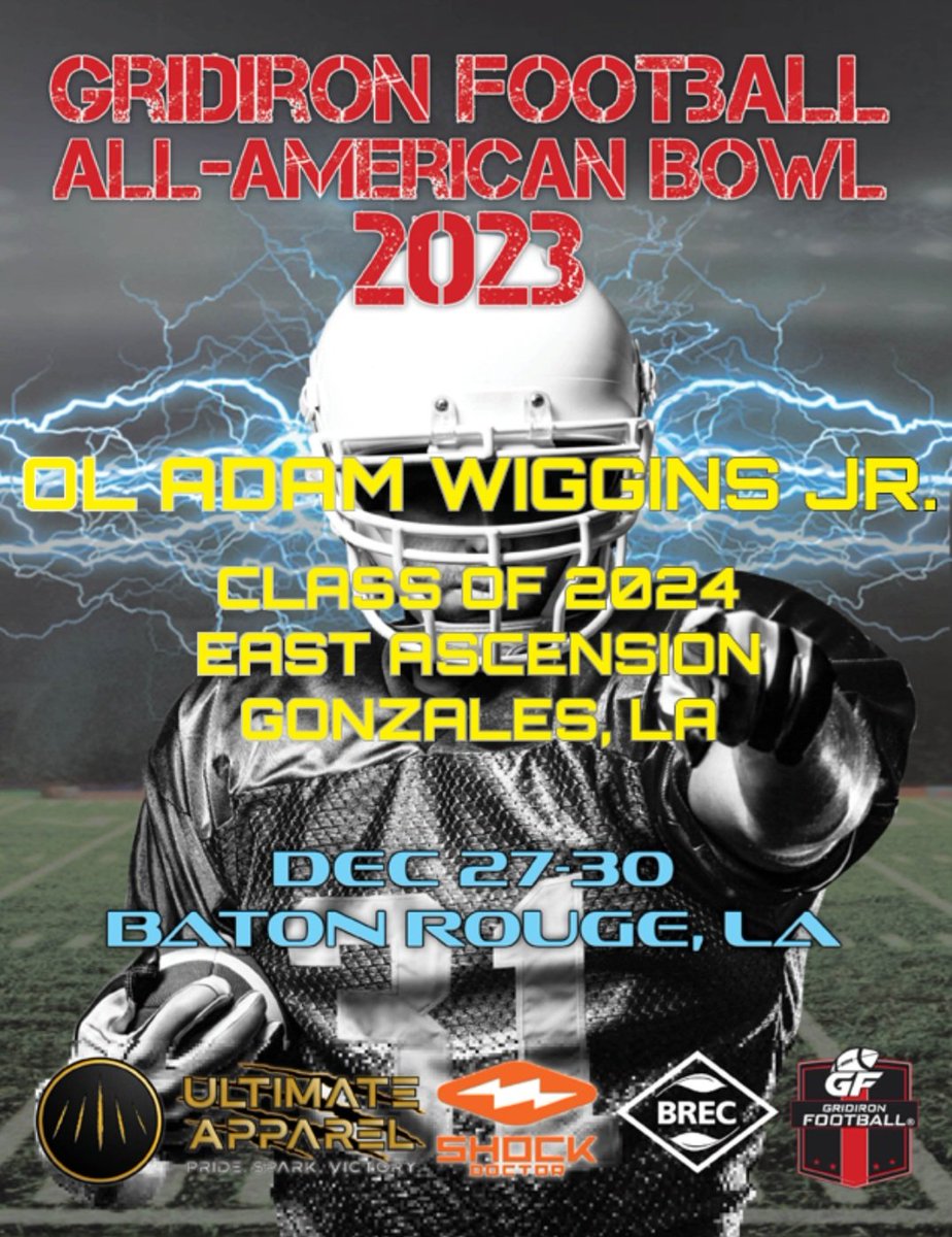 Blessed to receive an invite to play in the Gridiron All-American Bowl! <a href="/ChachereGrant/">Grant Chachere (Sash-Er-Ray)</a> <a href="/GridironFootbal/">Gridiron Football®</a> <a href="/coacher9/">Coach Darnell lee</a> <a href="/CoachGaspard/">Tyler Gaspard</a> <a href="/tdunn2/">Teresa Dunn</a> <a href="/jkleesportz/">JK Lee Sportz</a> <a href="/RecruitLouisian/">Recruit Louisiana™️</a> <a href="/football_parish/">Ascension Parish Football</a> @BallerzBoot <a href="/PrepRedzoneLA/">Prep Redzone Louisiana</a> <a href="/LSL_Sportsline/">Louisiana Sportsline</a> <a href="/EAHS_FB/">EA Football</a>
