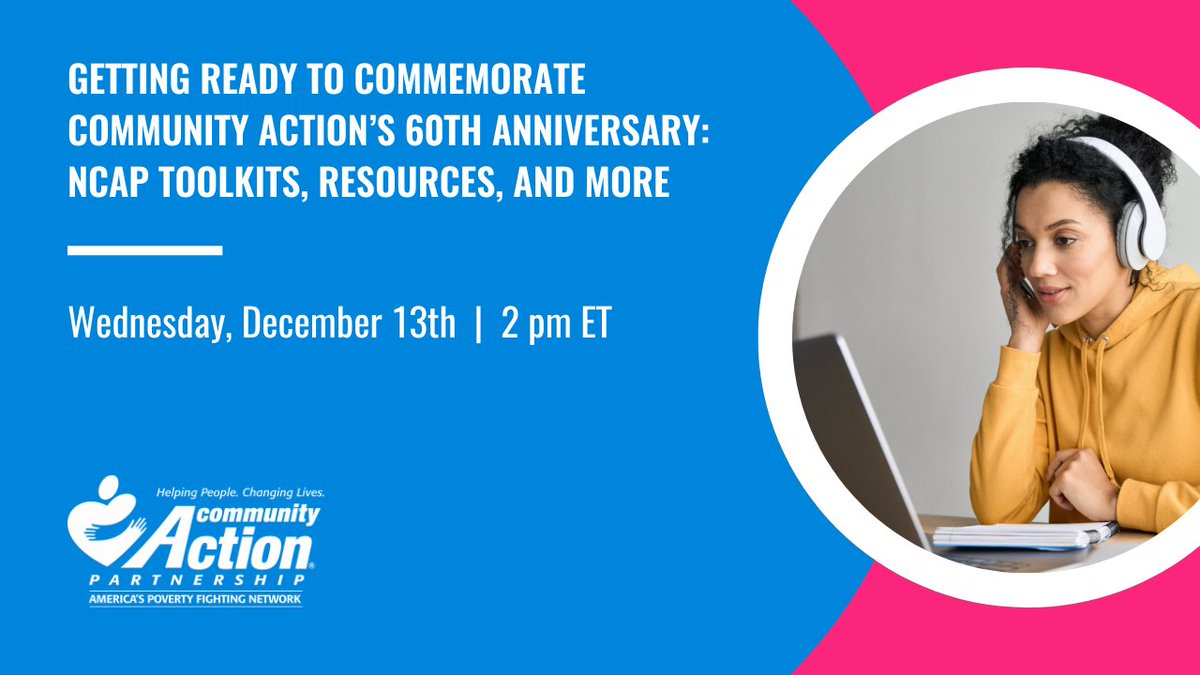 CAPartnership's tweet photo. Join NCAP on Wednesday, December 13, at 2 ET / 1 CT / 12 MT / 11 PT for an overview of new toolkits and resources to help the #CommunityAction Network commemorate its 60th anniversary. Check today’s eNews for more. https://t.co/uwdTXaQlrG
#60YearsStrong #CommunityAction60th https://t.co/m9GL7FTWMA