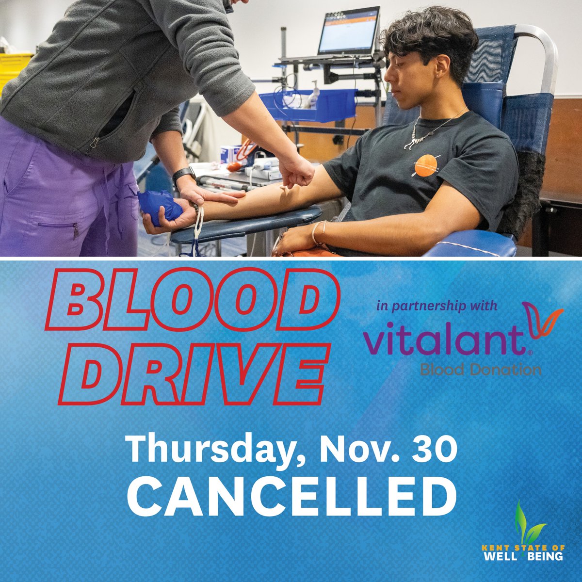 The Vitalant Blood Drive for today, Thursday, Nov. 30, has been cancelled. We apologize for any inconvenience.