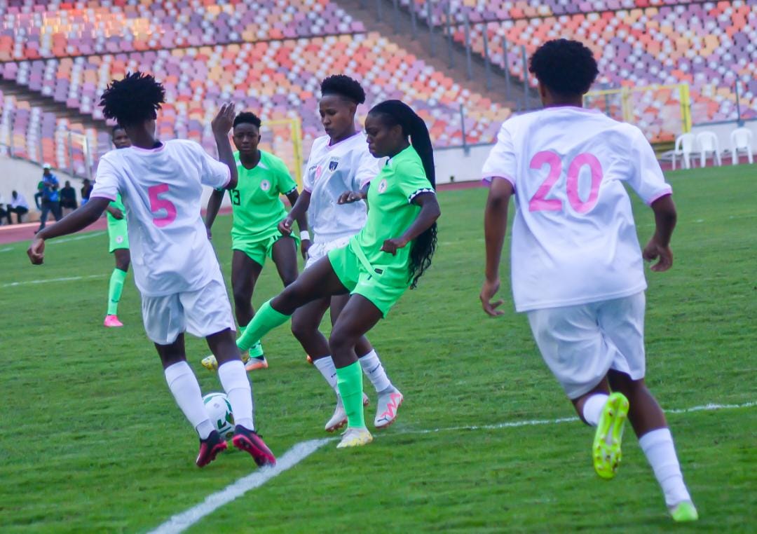 Superfalconshow's tweet photo. 76' GOAL!! Esther Okoronkwo Again! Her second of this encountered! 5-0.

#TheMTNSuperFalconsShow #ThisIsNaija #WhereFootballLives #NGACAP #WAFCON2024Qualifiers #SoarSuperFalcons💚🤍 https://t.co/9hSNjbu4RO