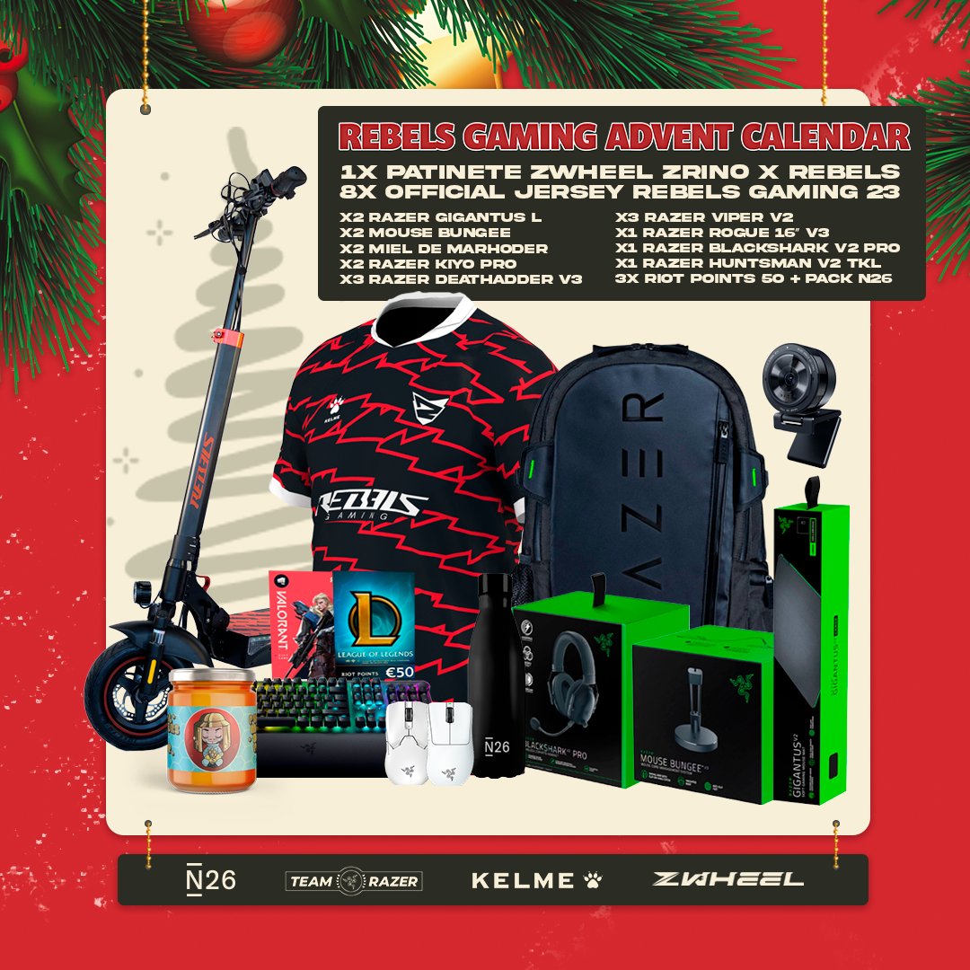 RebelsGaming's tweet photo. 🎁 Calendario de Adviento Rebels - 25 premios 🎁

Durante diciembre puedes ganar todos estos regalos haciendo lo siguiente:

♦ RT a este post
♦ Sigue a @RebelsGaming
♦ Comenta tu momento favorito de Rebels en estos 2 años

¡Habrá un ganador cada día hasta el 25 de diciembre!